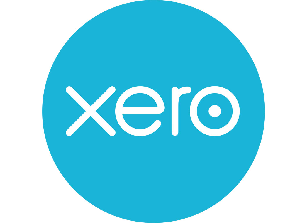 Xero accounting software logo in white lowercase letters centered in a bright blue circle.
